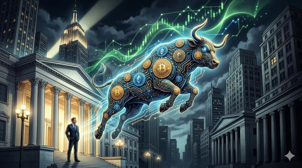 Coinbase stock price surging on screen after crypto market structure bill news