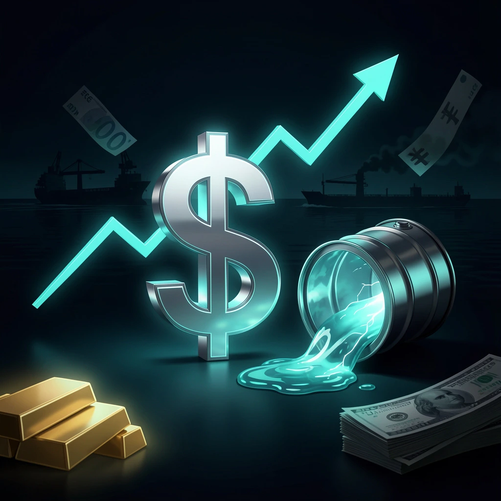 U.S. dollar banknotes and euro currency notes illustrating dollar surge amid Iran conflict and rising energy prices