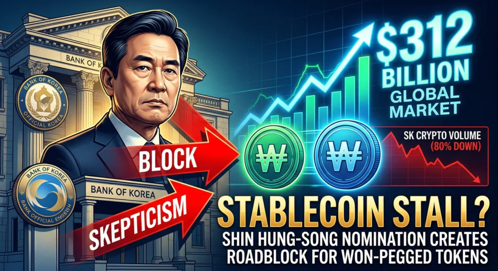 South Korea stablecoin regulation — Bank of Korea building representing central bank resistance to won-pegged stablecoin issuance
